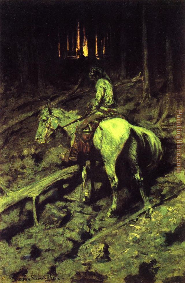 Apache Fire Signal painting - Frederic Remington Apache Fire Signal art painting